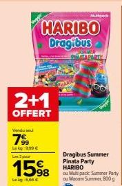 Promo 2+1 OFFERTE : HARIBO Dragibus Summer Pinata Party, Multi pack Summer Party ou Macam Summer, 800g.