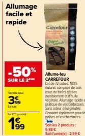 Allume-feu CARREFOUR à -50% - Lot de 72 cubes 100% Naturel dans Le 2 Vendul | 199 € au lieu de 399 € Chez Carrefour Ovi.