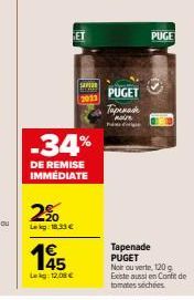 Tapenade PUGET | -34% de Réduction | Existe en Noir & Vert, 120g