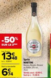 50% de Réduction sur 2 Bouteilles de Spritz MARTINI Bianco 8%vol, 75d: Seulement 694 € au Lieu de 11.99 €!