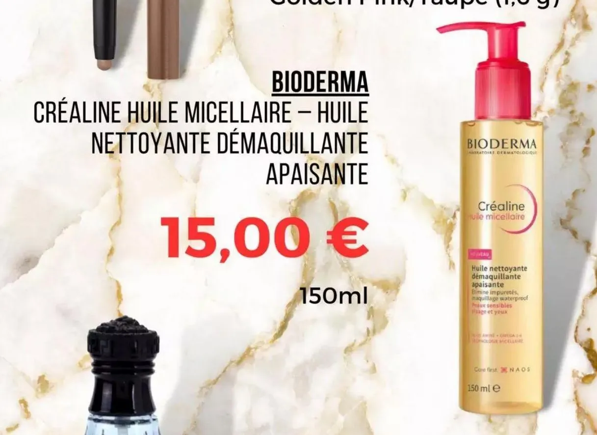 bioderma créaline huile micellaire - huile nettoyante démaquillante apaisante