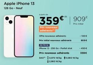 SUPERDEAL : iPhone 13 128 Go Neuf à 359€ pour les Nouveaux Adhérents + REPRISE iPhone 12 256 Go Parfait état à 909€!