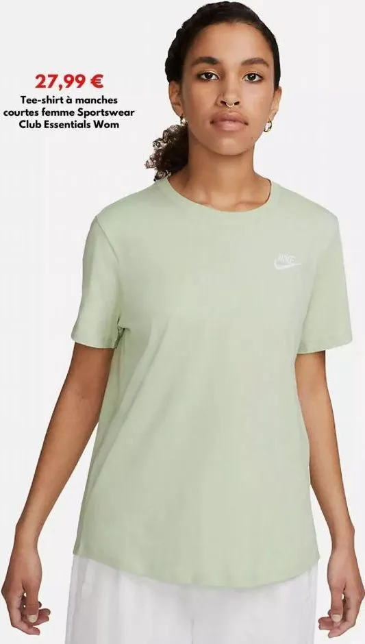 tee-shirt à manches courtes mike - 27,99€ - sportswear club essentials wom.