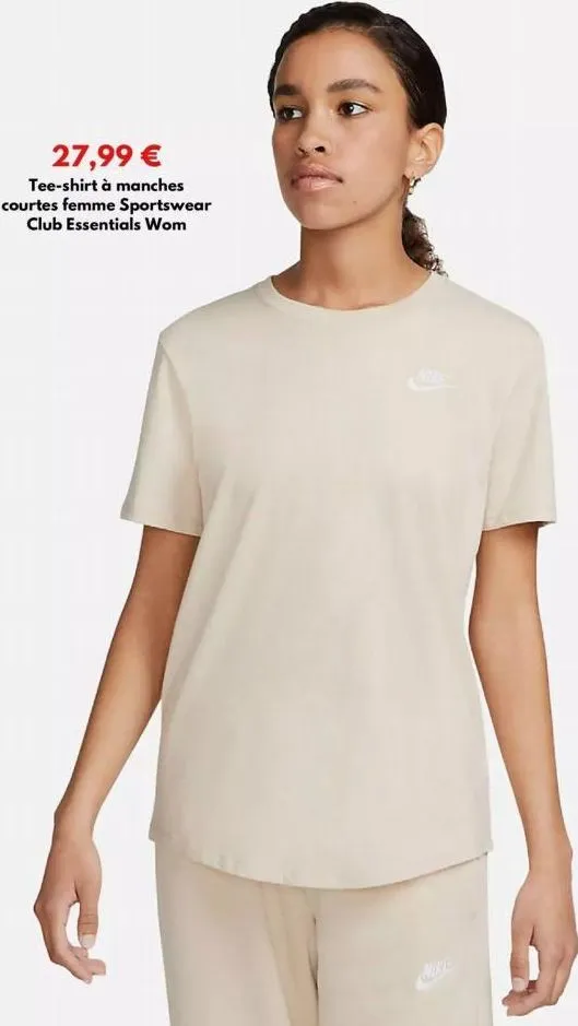 27,99 €  tee-shirt à manches courtes femme sportswear club essentials wom  
