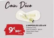 lot de 2 ampoules led 9w cult (3) bolm-1000x colbiane chaud à 9€ !