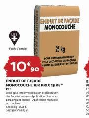 ENDUIT DE FAÇADE MONOCOUCHE 1ER PRIX 25 KG* - 10€! Facile à Utiliser et Parfait pour la Décoration des Façades Neuves!