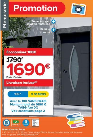 Portes d'entrée Triple Vitrage: Isolation Renforcée - Économisez 100€ - Finition + Mate - Livraison Incluse - 10X Sans Frais.