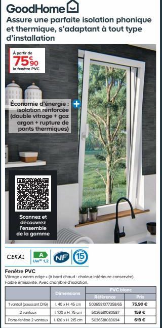 Bénéficiez de 75% de réduction sur GoodHome - La fenêtre PVC qui assure une isolation thermique et phonique optimale!