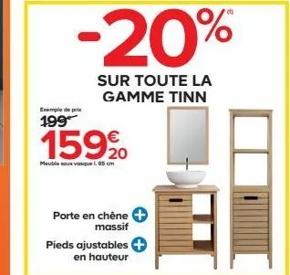 meuble sous vasque en chêne massif + pieds ajustables à 159€ avec -20% !.