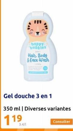 Chappy Bubbles 3.4/1 - Gel Douche 3 en 1, 350 ml, Diverses Variantes: Profitez de 119€ de Promo!