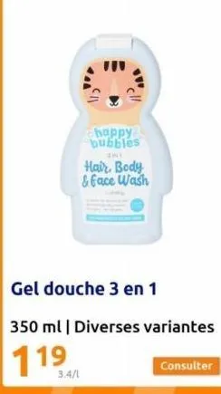 chappy bubbles 3.4/1 - gel douche 3 en 1, 350 ml, diverses variantes: profitez de 119€ de promo!