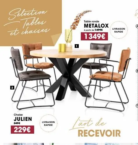 chaise julien et table metalox : livraison rapide à partir de 229€ et 1349€!
