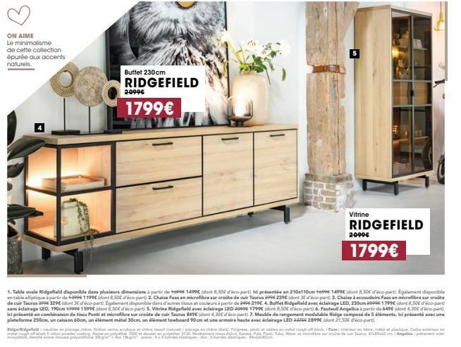 Élégance Naturelle : Buffet 230cm RIDGEFIELD - Gegefeubles en placage chào, frition w mit back on pwder coating.