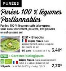 Purées 100% Légumes Portionnables: Sans Sel, Sans Assaisonnement, 83217+ Brocolis Origine France San Amamant!