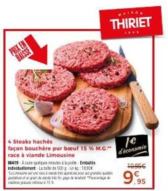Steaks hachés en Promo - 15% de Réduction - Pur Bœuf Limousine, Emballés Individuellement - 19,90€!