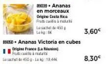 promo : ananas victoria en cubes français à 18,44€/kg - 450g à 3,60€ ou 8,30€ !