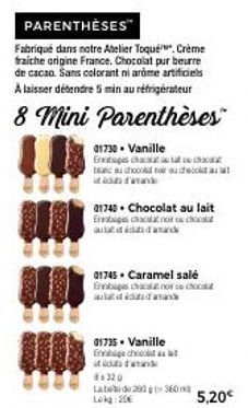 Mini Parenthès Fabriqués avec du Chocolat Pur et du Beurre de Cacao: Sans Colorant ni Arome Artificiels - promo: Laissez Détendre 5 min au Réfrigérateur!