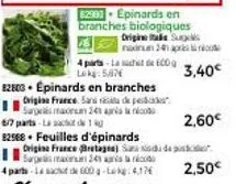 épinards biologiques su - 24h apri - 3,40€/2,60€/2,50€ - 4 parts lacht eco - promo 587€ !