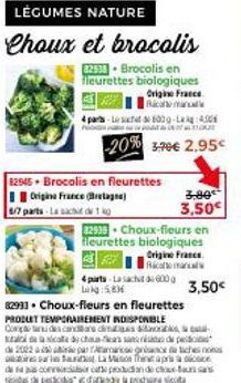 Offrez-vous 2 Produits Biologiques : Brocolis & Choux-fleurs à Prix Réduit ! -20%