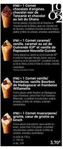 chocolate caramel explosion: cornet de chocolats d'origines avec caramel et vanille! - promo 07990.