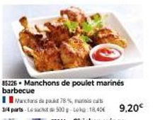 Manchons de poulet marines BBQ avec une promo de 3/4 - 500g à 18,40€ (9,20€ après réduction).