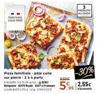 vindebe argin france : pizza familiale et savoureuse ! 8.50€ à 8,81€ (6 €cts d'économie) - pâte cuite sur pierre, 2 à 4 parts, cuisson 14 min. à 16 min. au four.