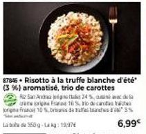 Promo : Délicieux Risotto à la Truffe Blanche d'Été - 19Kg - 24% Carottes, 10% Faro, 10% Francs et 3% Attached.