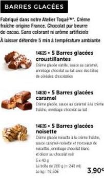 Tentation Francaise! BARRES CLACÉES au Chocolat Pur & Beurre de Cacao, sans Colorant ni Arôme Artificiels. 14625- Laissez-les 5 min à température ambiante!
