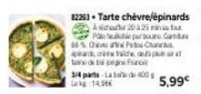 Savourez une Délicieuse Tarte Chèvre/Épinards Pa Tubutiல் Purbum à 66% de Réduction - Far 3/4 Parts-Lato 400 Lk 14,95€ ள்ள 5,99€!