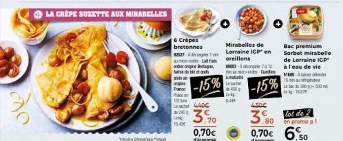 Crépes Suzette aux Mirabelles: -15% de Réduction, Lait Frais de Bretagne, Blé et Œufs de Fermes.