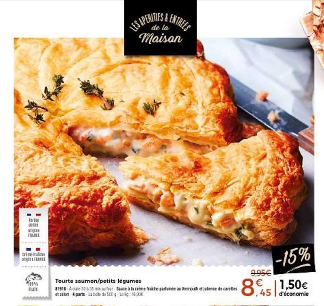 Faris Det FRANCE: K00% Filets de la Maison Tourte - 81918 Acure - 30-35 min au four + Sauce à la Crème Fraiche Parfumée au Vermouth & Jullentes de Carottes.