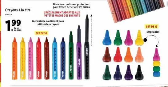 crayons à la cire 47776 – set au choix protégé par un manchon, adapté aux petites mains des enfants - 1.99!