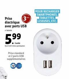 Unité Prise Électrique avec 2 Ports USB TUV à 59,90€ - Pour Recharger Smartphones, Tablettes, Liseuses, etc..