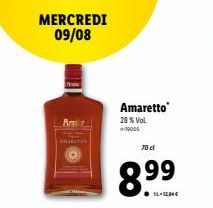 MERCREDI 09/08  Amaretto  28 % Vol. -19005  70 el  1-12ME 