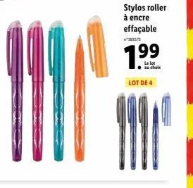 stylos roller à encre  effaçable  ²383573  1.⁹9  le lot au choix  lot de 4 