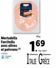 un goût italien-gréco pour vous: mortadella farcitella avec olives et poivrons, 125g - 1.69€ (1.52€ promo)!