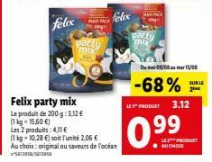 FELIX Party Mix: 3,12 € pour 200 g, MAX PACK à 10,28 €/kg & 2 variétés au choix