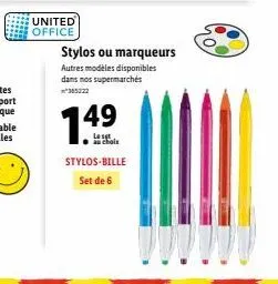 offre de 6 stylos-bille spéciale united office à 7,49€ - découvrez les autres modèles disponibles dans nos supermarchés!