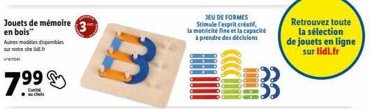 Jouets de Formes 3 en Bois à 7.99€ ! Stimule l'Esprit Créatif - Motricité Fine - Plus de Modèles sur lidl.fr