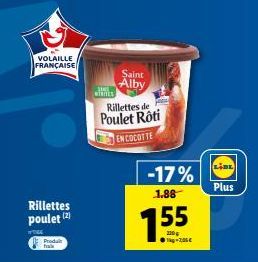 Rillettes de Poulet Rôti -17% - Fraîcheur assurée chez Saint Alby - 1.88 755 - Prix 7,00€.