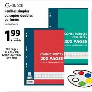 lot de feuilles simples et copies doubles perforées | env. 70g | 20% off