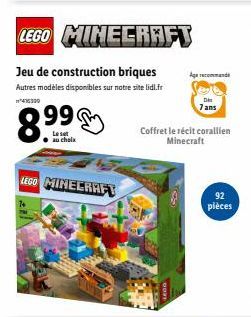 LEGO MINECRAFT : Le récit corallien - 92 pièces - 7 ans et + - Disponible sur Lidl.fr - Réf. 1416339 - Promo 89€ Leset !