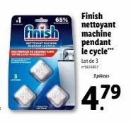 économisez 65% - nettoyeur machine à laver finish lot de 3 pièces - 157ml - prix: 4.79€.