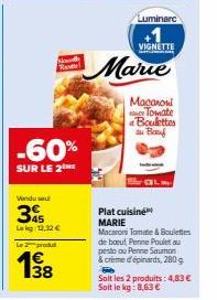 Luminarc VIGNETTE Plat Cuisine Marie Macaroni Tomate & Boulettes de Baut -60%, Vendu seulement 13,32 €!
