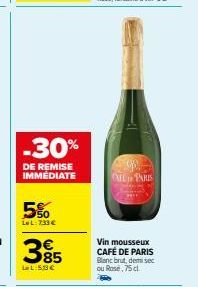 Vin Mousseux Café de Paris: -30% de Remise Immédiate sur 75cl Blanc/Demi-Sec/Rose!.