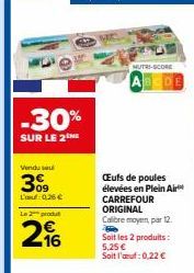 Profitez jusqu'à -30% chez Carrefour : Sur le Pack de 12 Œufs de poules élevées en Plein Air Original, Calibre Moyen à 5,25€ au lieu de 7,53€ !