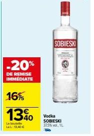 Réduction Immediate de 20% sur la Vodka SOBIESKI VERONICA 37,5% vol, 1L : 13,40€!