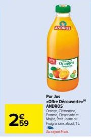 OFFRE DÉCOUVERTE ANDROS: Oranges Préenées, 1L, Pur Jus et Citronnade à Fruigria Sans Alcool!