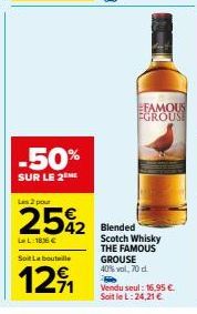 Offre Spéciale sur THE FAMOUS GROUSE Blended Scotch Whisky 40% Vol. 70cl, à 129₁1€ au lieu de 24,21€!