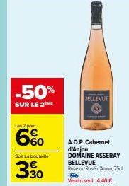 50% de Réduction sur le Cabernet d'Anjou A.O.P. Bellevue du Domaine Asseray Bellevue - 75cl - 4,40€ Seulement!